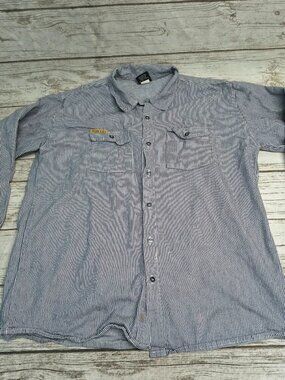 Prison Blues Pinstripe Cotton button Down Shirt Size Large Made in USA